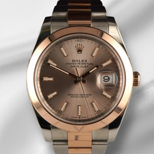 Rolex 41 mm Datejust oro rosa/acciaio Everose oro quadrante antipolvere orologio da uomo 126301