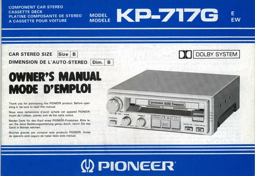 Pioneer ownwer manual - pioneer, ownwer's