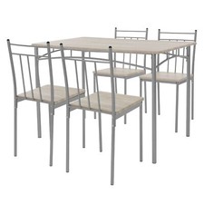 Set tavolo da pranzo con 4 sedie in acciaio per la cucina beige rovere chiaro