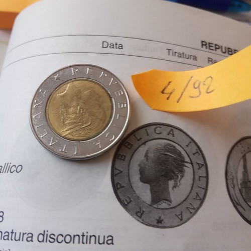 Moneta 500 lire del 1992 - da,