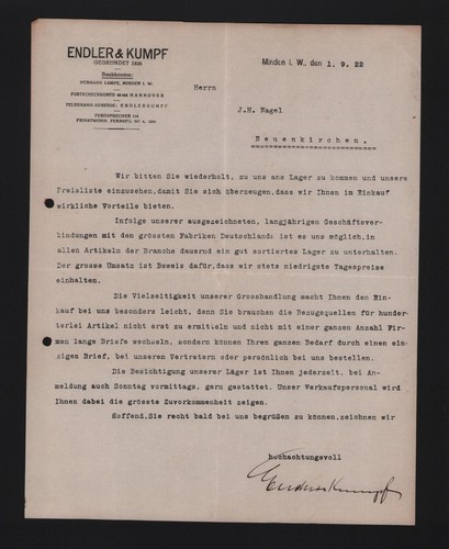 Minden lettera 1922 - lettera, endler