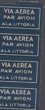 FILATELIA_AVIAZIONE_AEREI_POSTA AEREA_ALA VITTORIA_ETICHETTE DA COLLEZIONE_