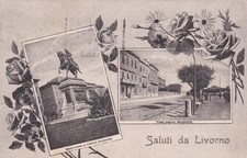 * LIVORNO - Monumento a Vittorio Emanuele e Viale Regina Margherita 1925