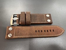 Brown Suede Leather Strap 28mm For Panerai - Cinturino Pelle Scamosciata