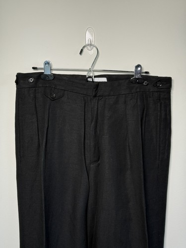 Pantaloni relaxed lino nero - lino,