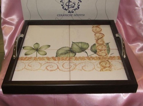 Ceramica toscana vassoio legno - vassoio,