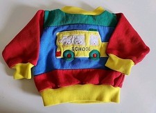Maglione Vintage Fisher Price Abbigliamento Bambini Colorblock Scuolabus Colore 