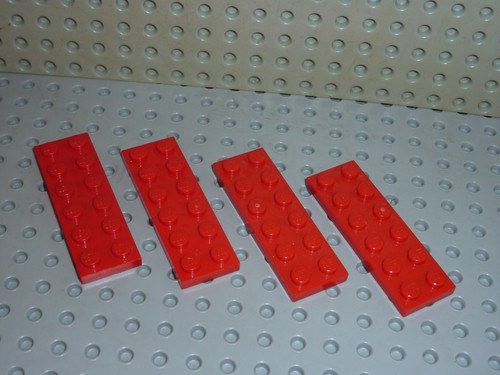 Plaque plate 2x6 red - plaque, lego