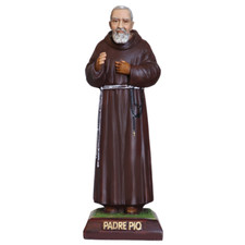 Statua di San Padre Pio da Pietrelcina in resina con occhi dipinti 40 cm