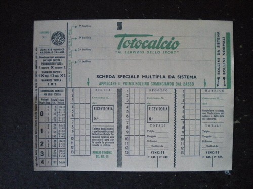 Totocalcio scheda speciale - totocalcio,