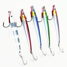 Confezione 5 Cucchiai Esche Verticali Diamantati Jig Metallo Esca Lunga Colata Acqua Salata