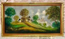 Paesaggio montano dipinto olio su tela A. Oriani