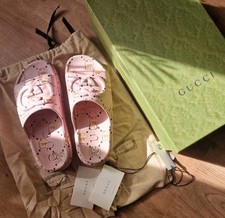 Slides in gomma Gucci originali | rosa con stampa animalier GG | taglia 38