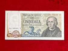 BANCONOTA  ITALIA 5000 LIRE COLOMBO 2° Tipo conservazione BB decr. 11/04/1973