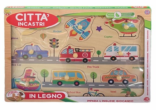 Città incastri legno - incastri, gioco