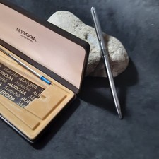 Aurora "Marco Polo" vintage. Penna a sfera "acciaio cromo" in scatola originale.