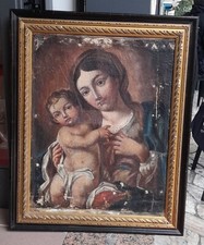 Quadro Madonna con Bambino Olio su tela XVII Secolo Cm 60 x 46,7 Cm