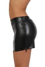 2085 MiniGonna in Ecopelle Nera a Pannelli Uniti da 4 Cerniere Zip Regolabili