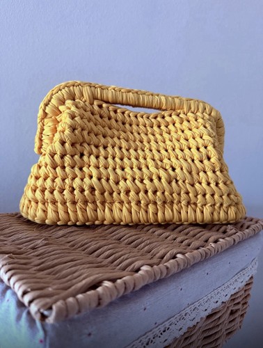Borsa clutch crochet gialla - ,