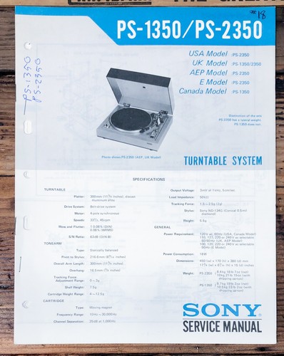 Sony 1350 2350 - ps-1350, ps-2350