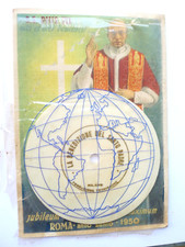 RARA CARTOLINA CON DISCO VOCE PAPA PIO XII VATICANO 1950 GIUBILEO BENEDIZIONE