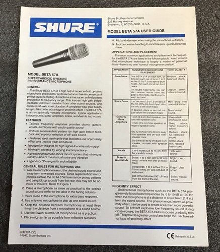 Shure modello beta 57a - beta,
