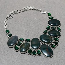 Collana gioielli etnici fatti a mano con pietre preziose diopside cromate...