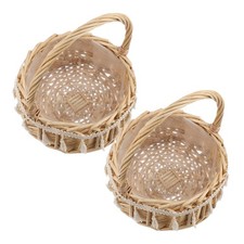  Cestini portafiori rotondi in vimini con nappe, 2 pezzi - Piccoli cestini