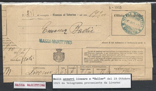 1915 bolli azzurri lineare - bolli,