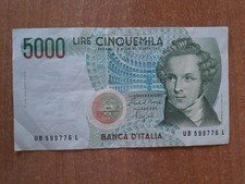 Banconota Lire 5000 cinquemila Bellini Italia Anno 1983