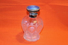 Bottiglia porta profumo in cristallo e tappo argento inglese e smalto guillochè