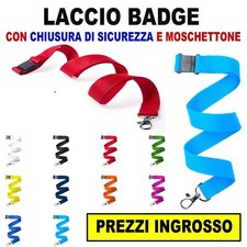 10/20/50/100 LACCIO PORTA BADGE NASTRO MOSCHETTONE BLU VERDE GIALLO ROSSO COLLO