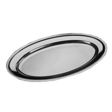 VASSOIO PIATTO OVALE IN ACCIAIO INOX PORTATA CUCINA DIAMETRO 45CM