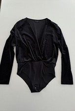 Body ZARA ACCESSORIES tg M 12uk 40eu maglietta velluto NUOVO nera manica lunga