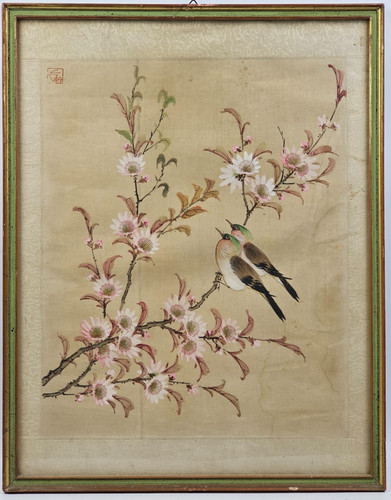 Antico dipinto seta - antico,