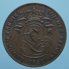 BELGIO LEOPOLDO I 2 CENTIMES 1852 MONETA RAME RARA NUMISMATICA DA COLLEZIONE 