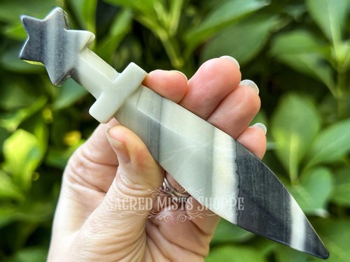Zebra agata athame - agata, manico