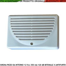 Sirena Piezoelettrica Allarme da Interno Montaggio Parete 12 V 120 dB Antifurto
