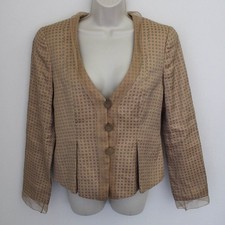 Giorgio Armani Jacket Womens 42 Brown Checkered Silk Blend Blazer Evening Italy