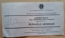 EVEREST - SOLO - Reinhold Messner - Biglietto proiezione autografo  Mantova 1982