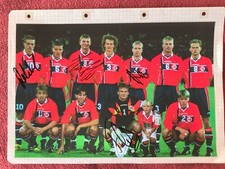 4 Autografi NORVEGIA NAZIONALE MONDIALI 98-REKDAL-TORE ANDRE FLO-BERG-GRODAS
