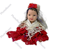 BAMBOLA DI CERAMICA SPAGNOLA ANTICA PRIMI 900 CON CAPELLI VERI ALTA 10 CM. CIRCA