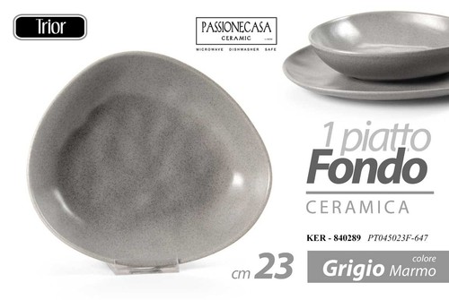 Piatto fondo ceramica grigio