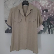 Giacca Camicia Camicetta donna vintage anni 60 70 safari beige cachi lino nuova