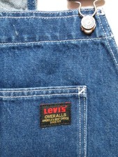Levi's OVERALLS salopette bavaglino jeans pantaloni taglia XL tuta denim indaco scuro CULT!