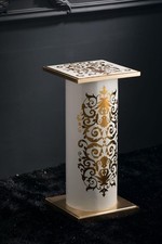 Colonna capitello alzatina h80 ceramica avorio oro porta vaso oggetti vi08
