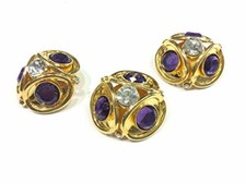 BOTTONE GIOIELLO ORO & VIOLA E