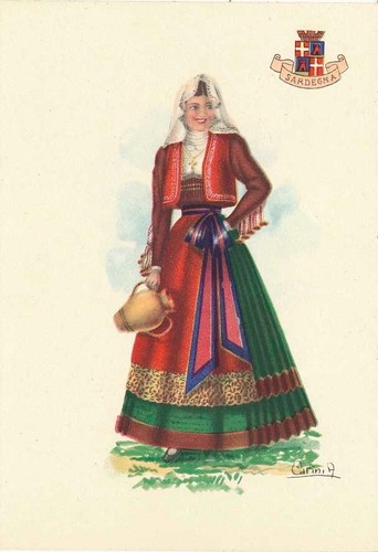 Cartolina costumi sardegna non - cartolina,