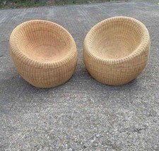 Poltrona pod in vimini vintage giapponese stile Kenmochi palla anni 60 70