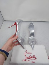 Christian Louboutin EU 37,5 US 7,5 NUOVO gelatina strass fiocco matrimonio cristallo PVC pompa